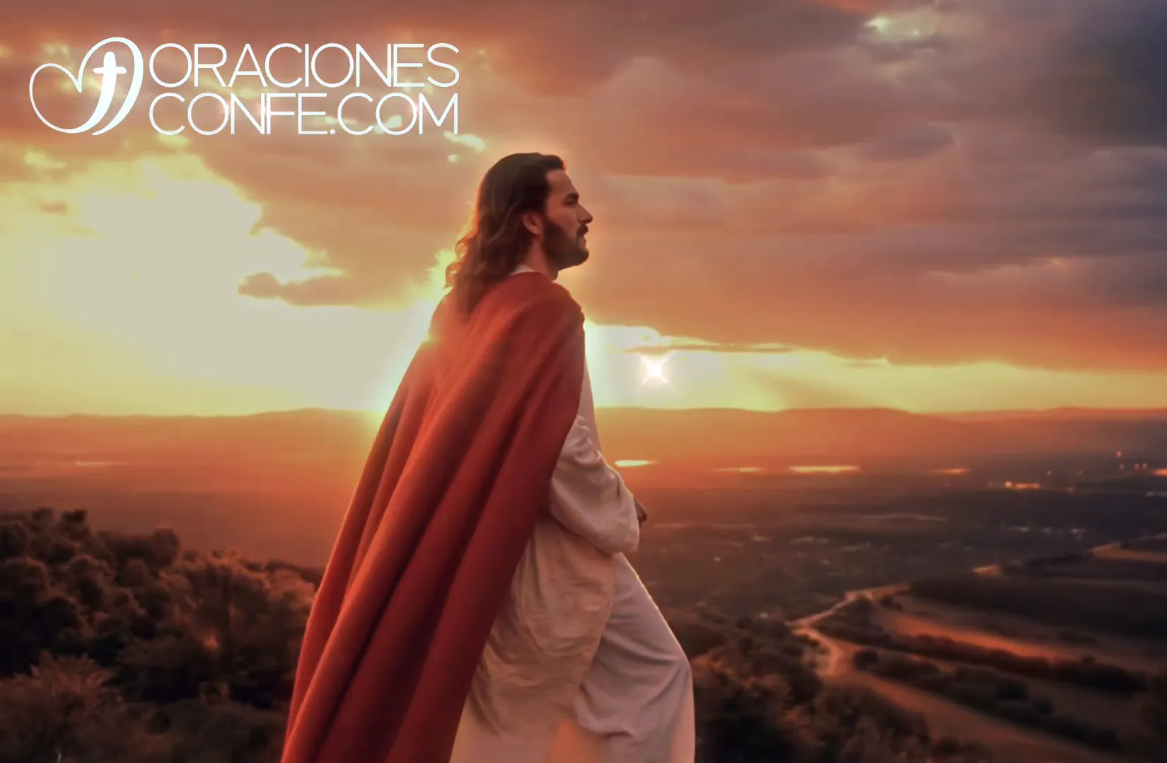 Momento de entrega y súplica a Jesús, con las manos al cielo
