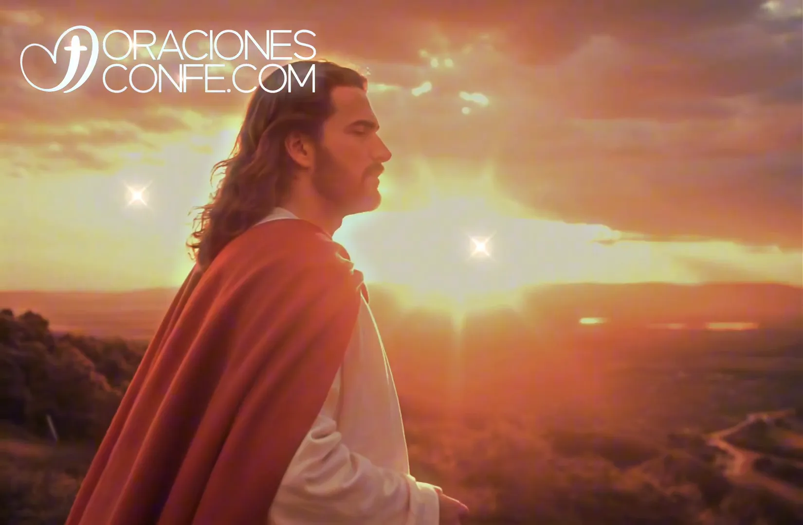 Luz divina envolviendo a una persona en oración