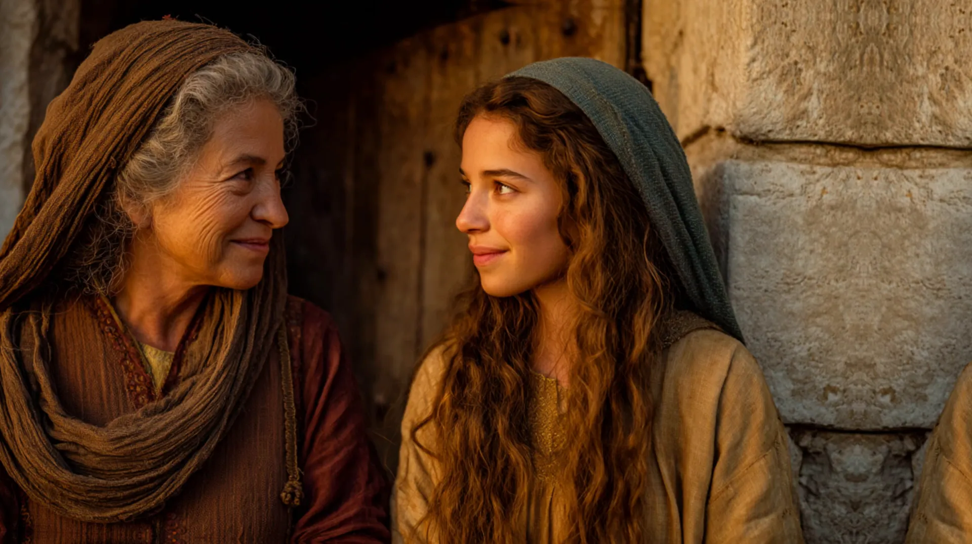 María despidiéndose de Isabel al final de la visita