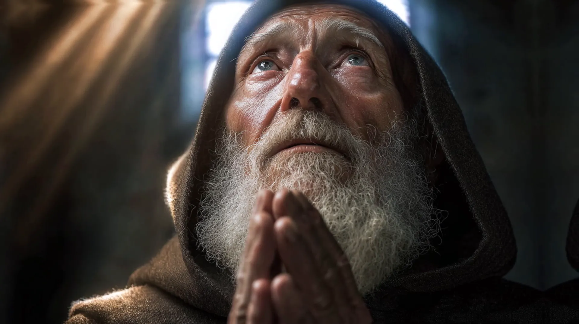 San Benito en oración contemplando el mundo