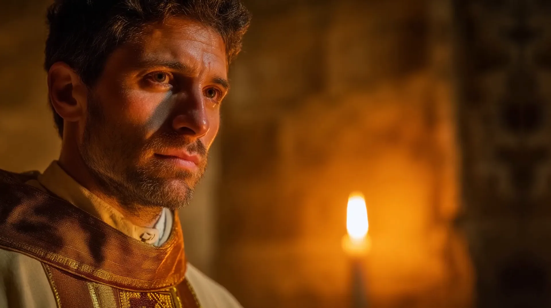 Portrait of Saint Lawrence, crowned with laurel, symbolizing his martyrdom and devotion