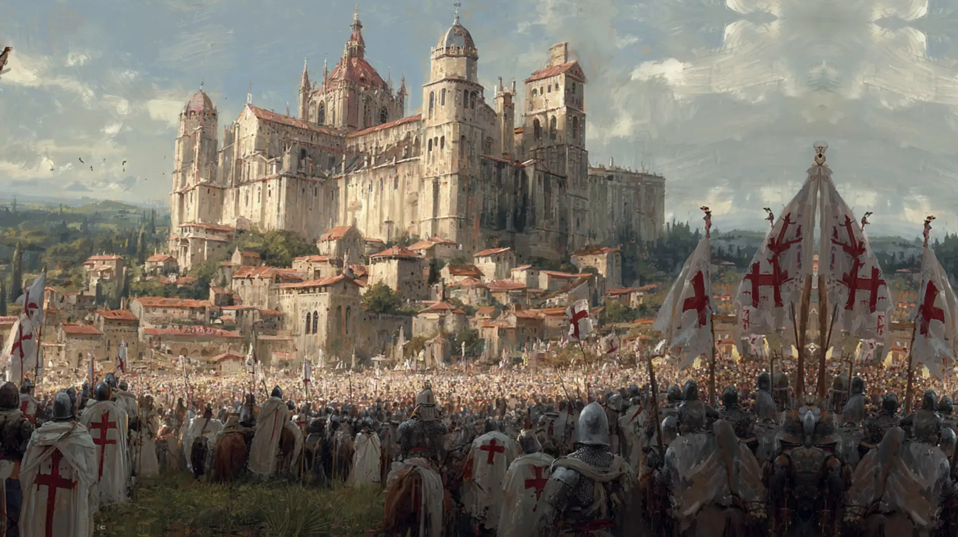 San Bernardo predicando la Segunda Cruzada en Vézelay, ante multitudes emocionadas