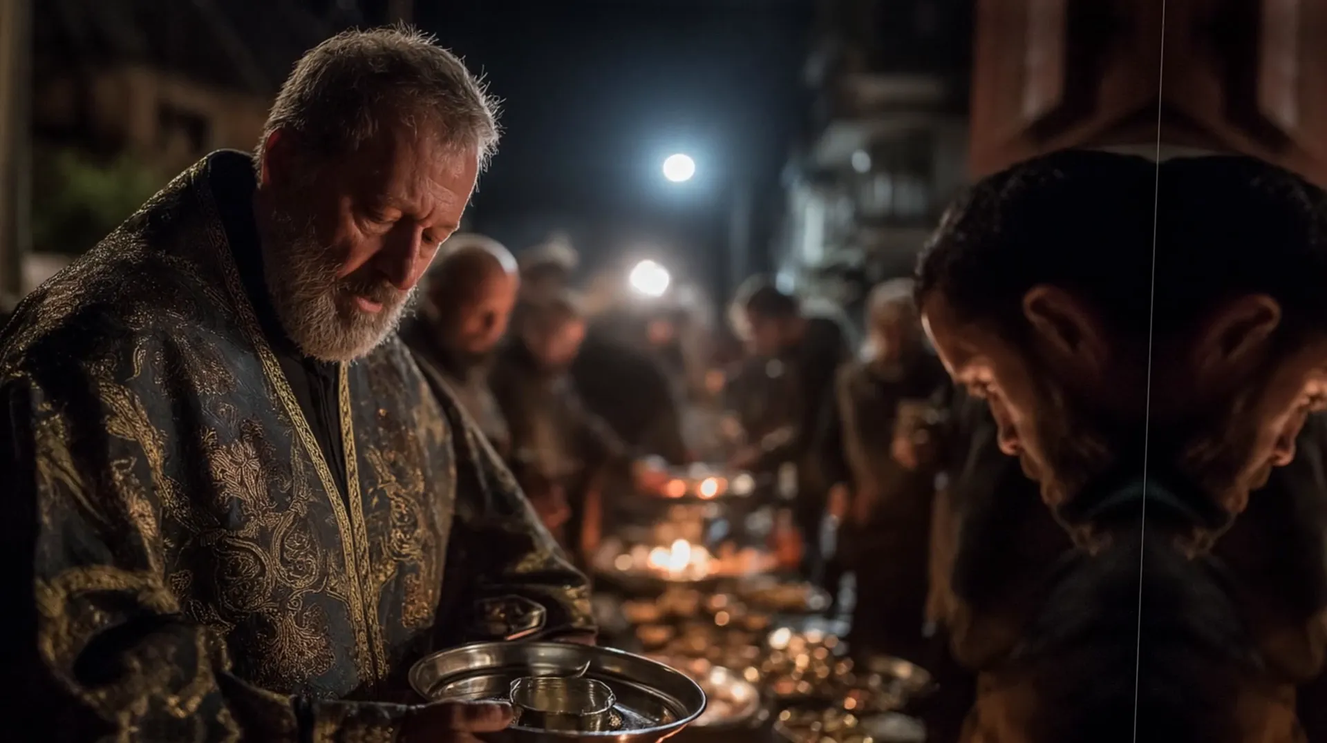 Lawrence distributing the Church’s treasures to the poor in secret, fulfilling the pope's last will