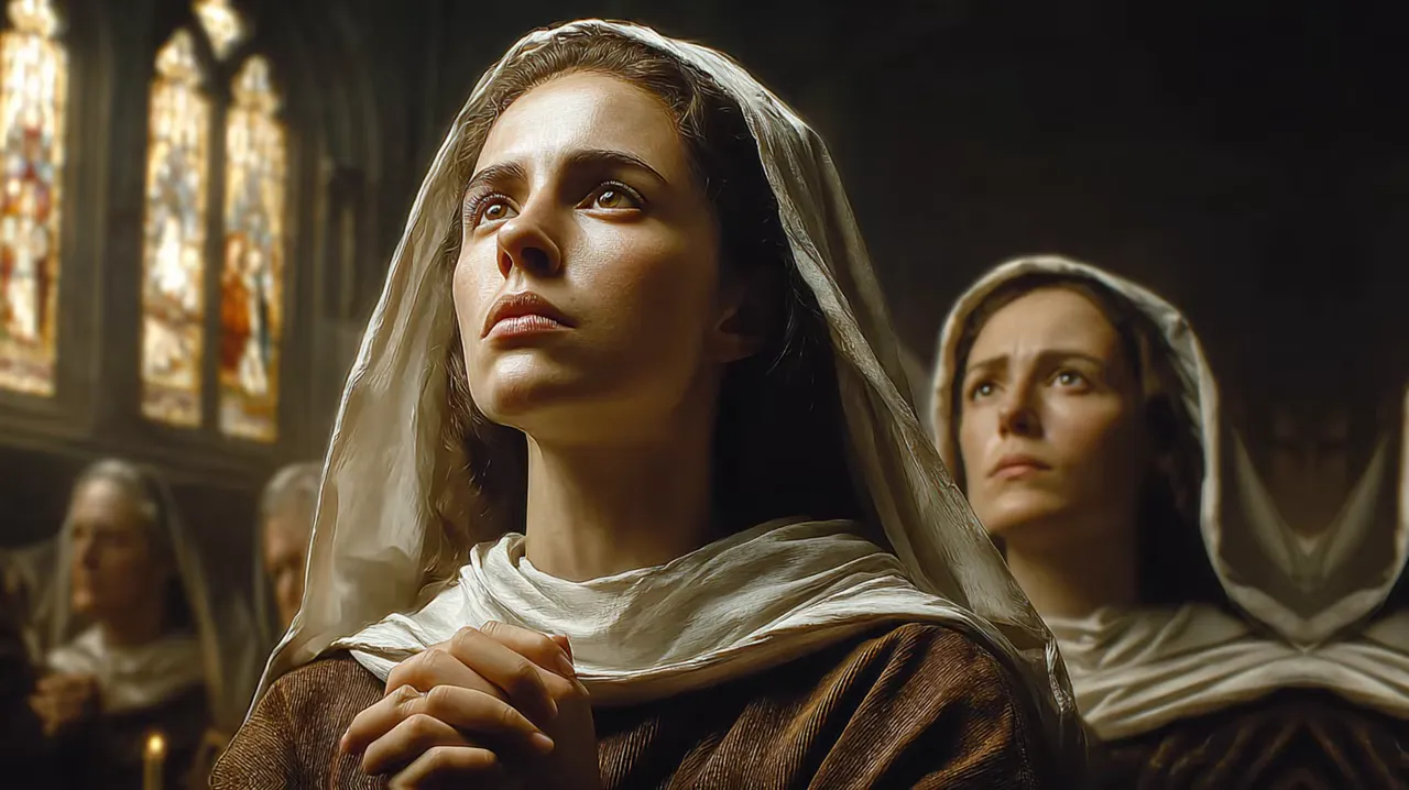 Entrada de Teresa al Carmelo de Lisieux; puerta austera del convento